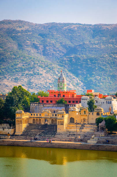 Panoramic view on Holy Lake and city Pushkar, Rajasthan, India.